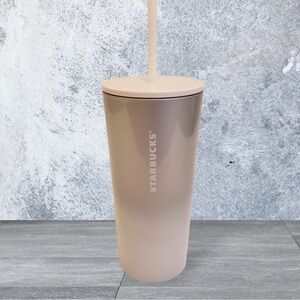 Starbucks Silver White Clear Ombré 18 Oz Tumbler Cup NEW